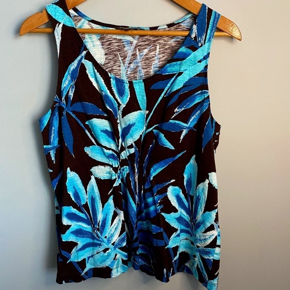 Tommy Bahama Women's Brown/Blue Tropical Print‎ Tank Top Size X-large
